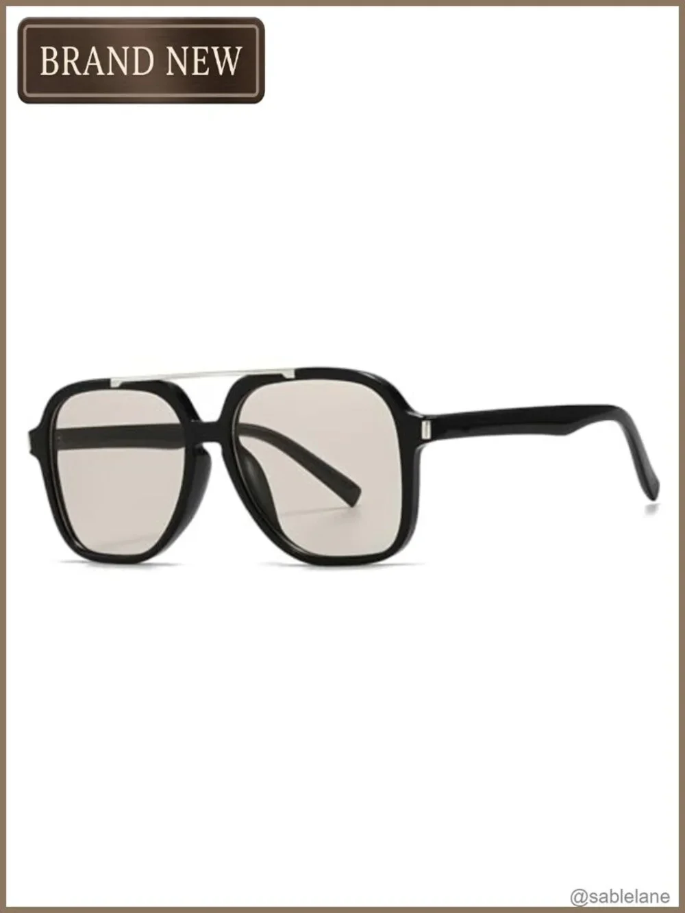 Unisex Square Aviator Sunglasses Oversized Plastic Frame UV400